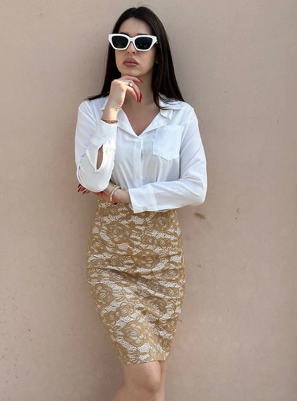 Combo Deal: White Shirt With Beige Corporate Skirt - Image 4