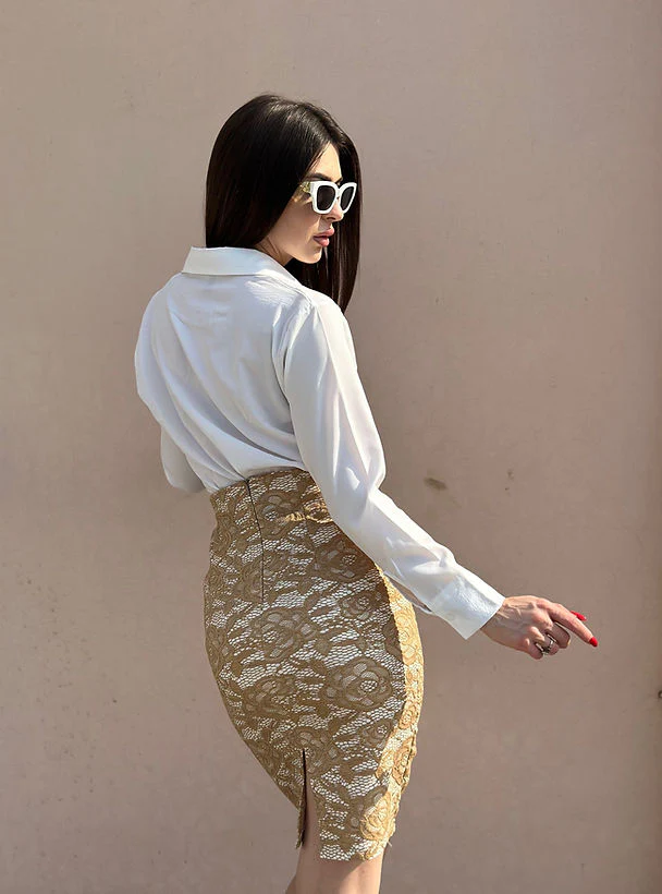 Combo Deal: White Shirt With Beige Corporate Skirt - Image 5