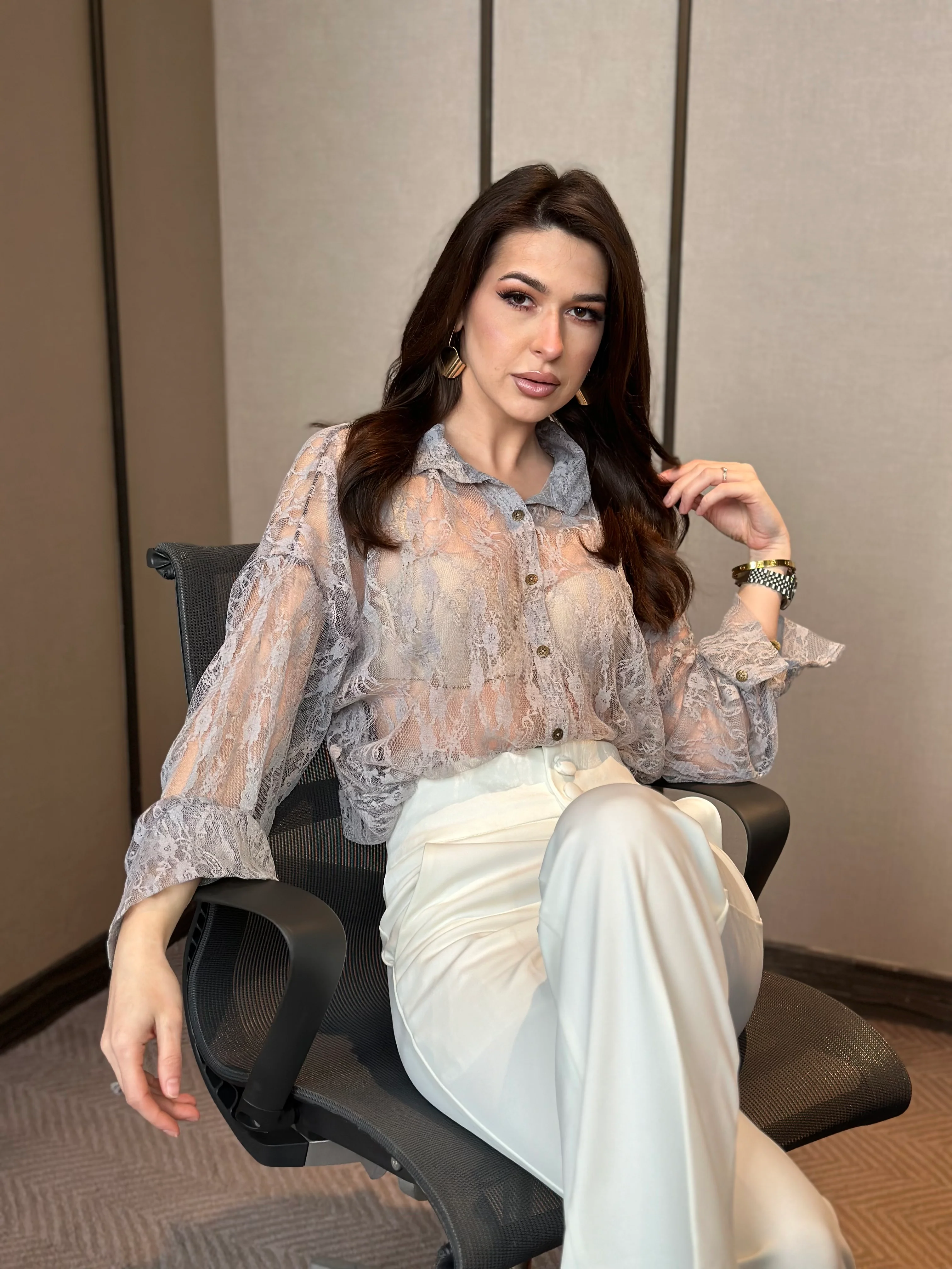Lace See Through Shirt - Image 17