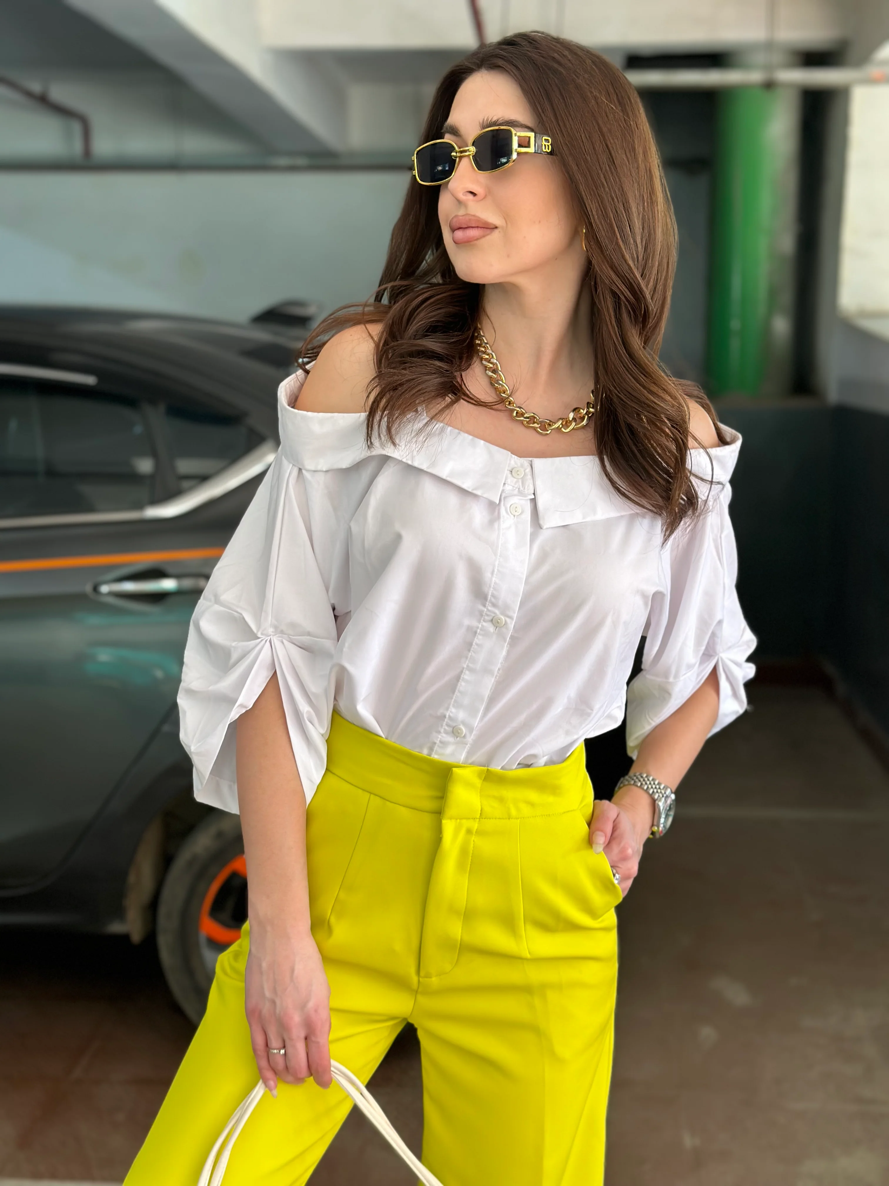 Off-Shoulder White Shirt - Image 8