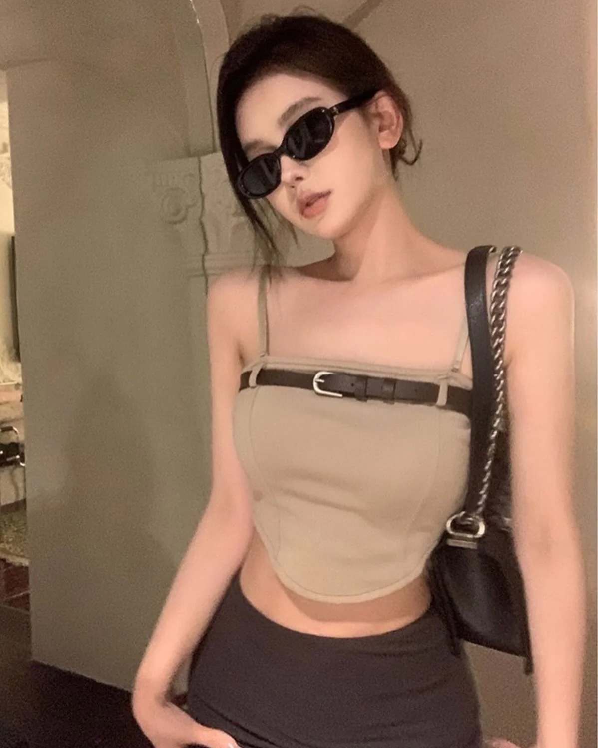 Padded Stretch Cami Belted Top - Image 12