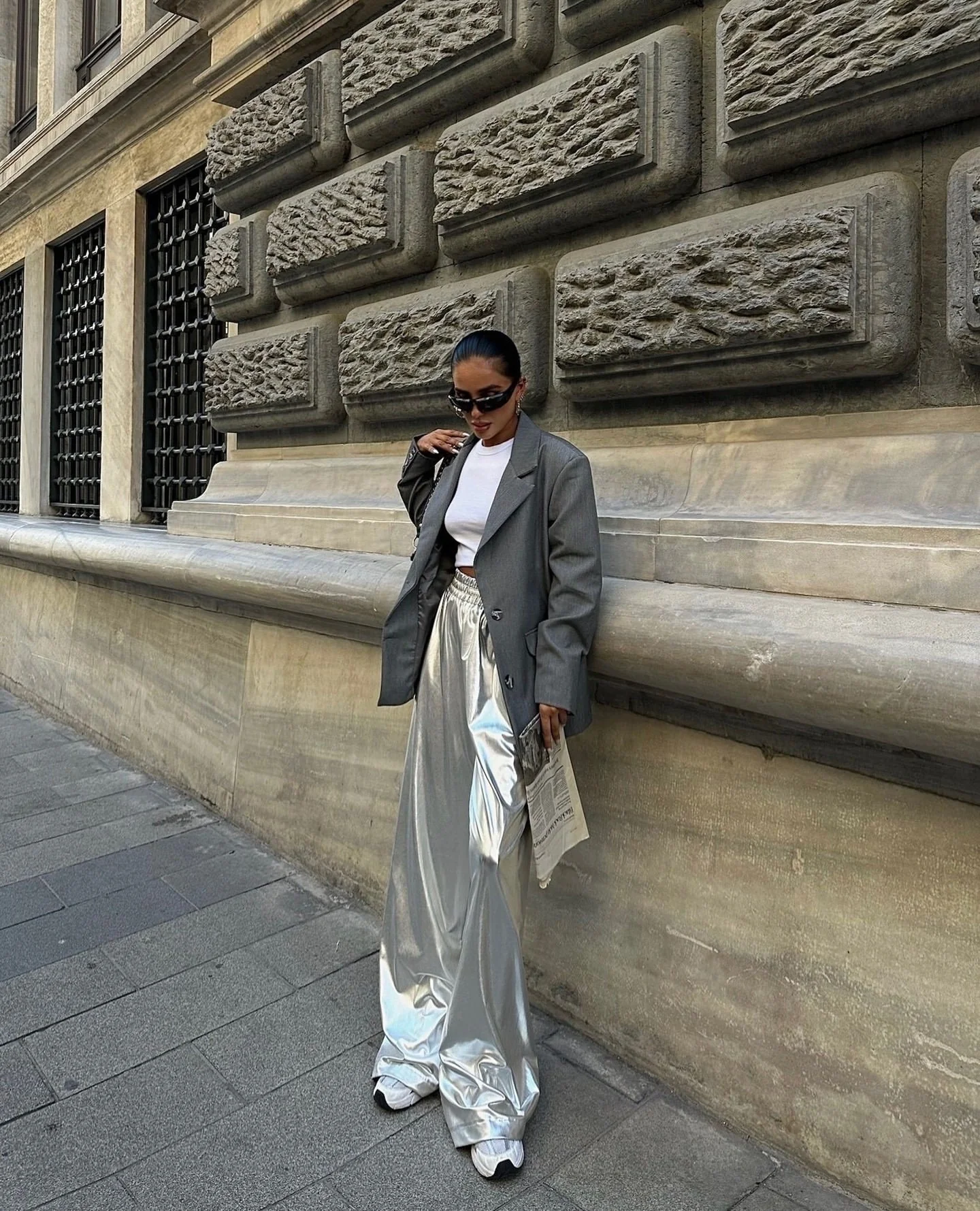 Silver Pyjamas Look Pants - Image 6