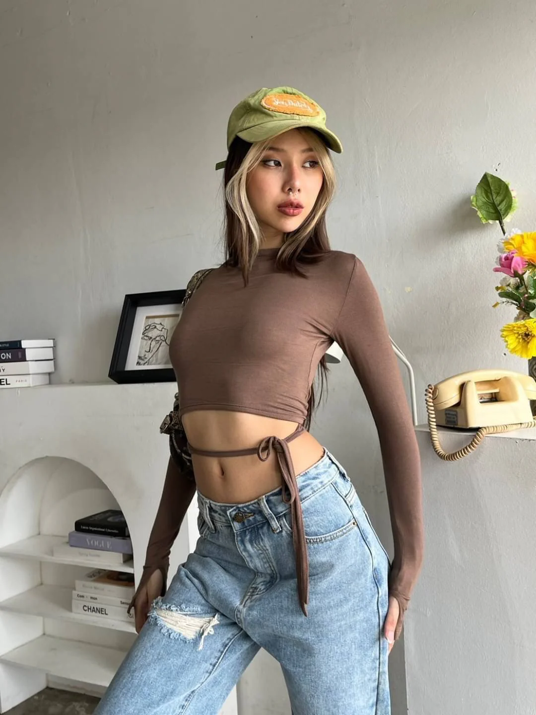 Stretch Multi Way Crop Tie Back Top - Image 4