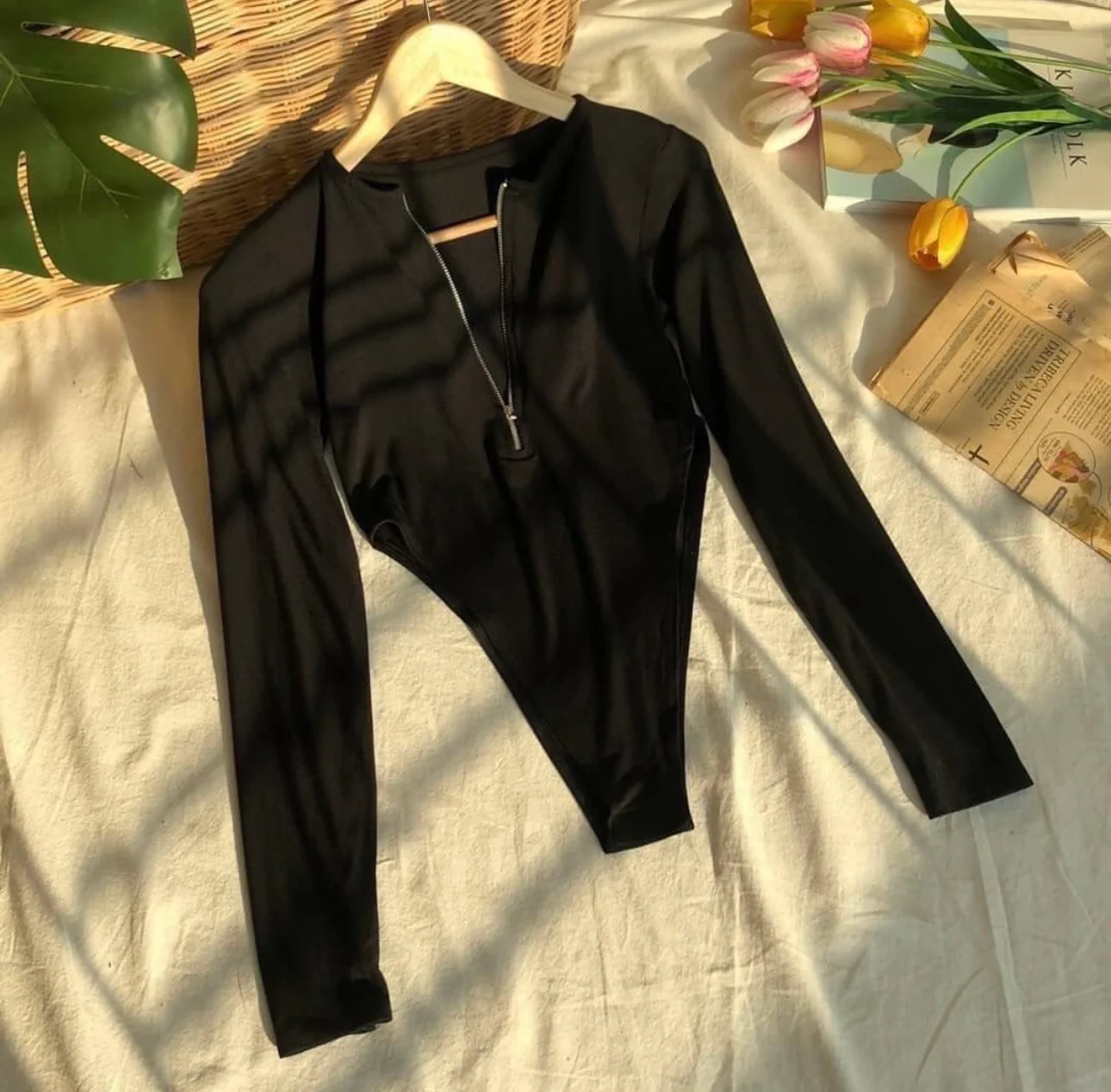 StyleAsh Front Zipper Cut-Out Bodysuit - Image 8