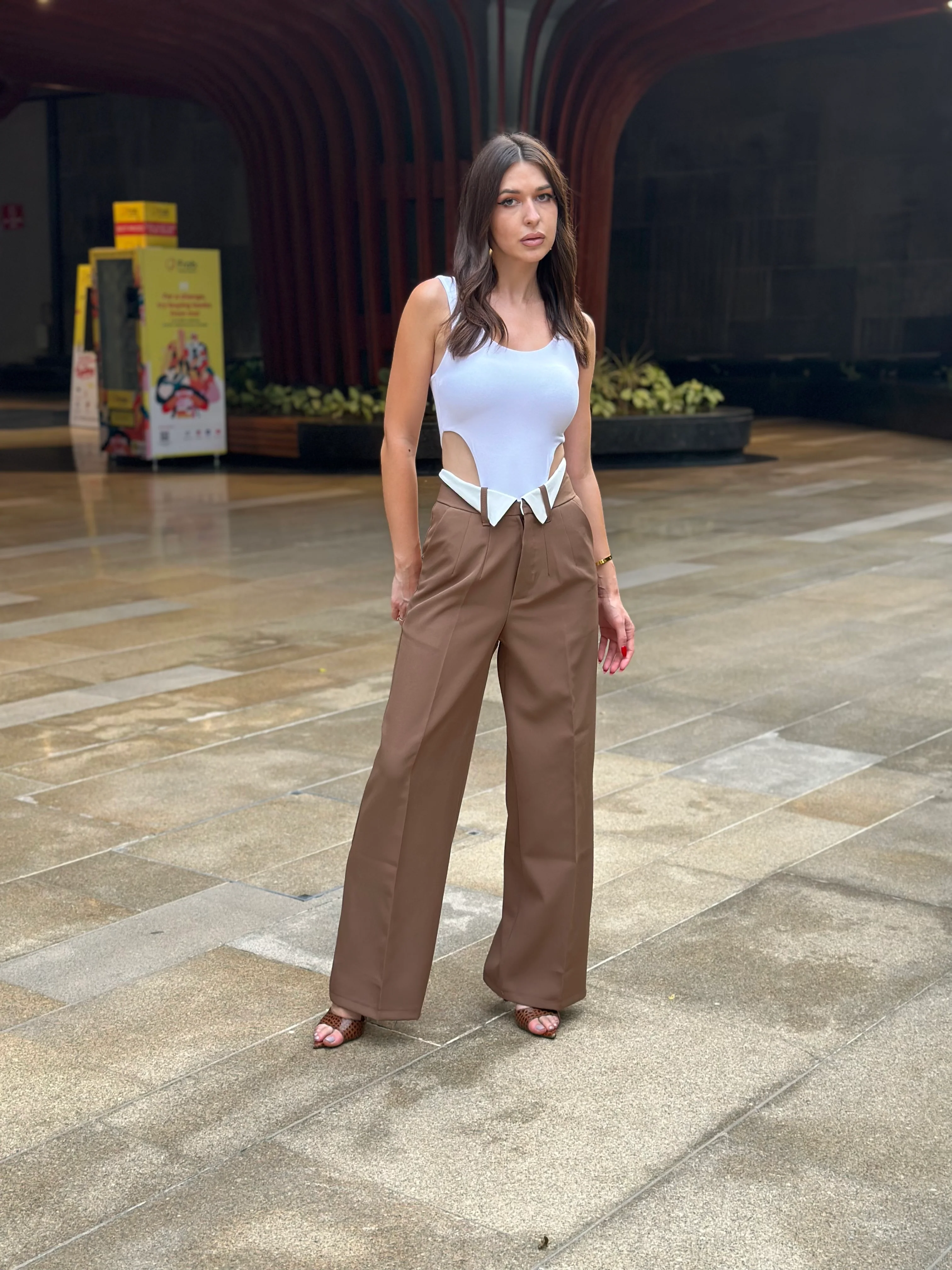 Wide Leg Folded Waist Pants - Image 5